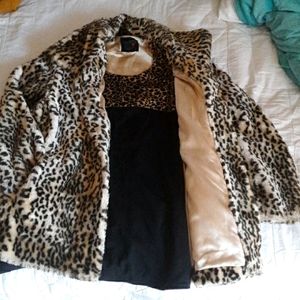 Leopard print dress and coat
